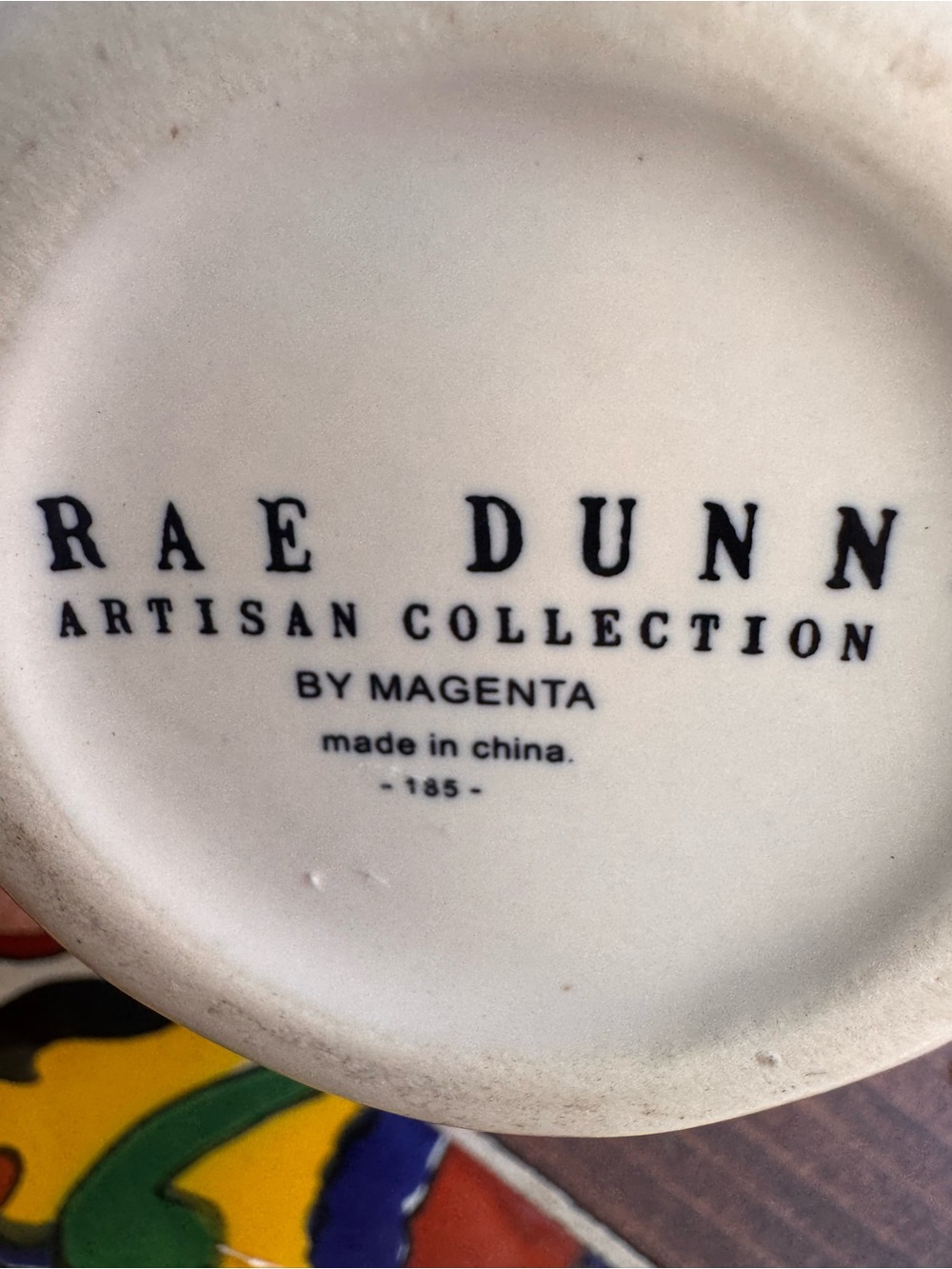 Rae Dunn collectible Ceramic Flower Vase in Cream with Black FlowerDesign - Picture 3 of 3